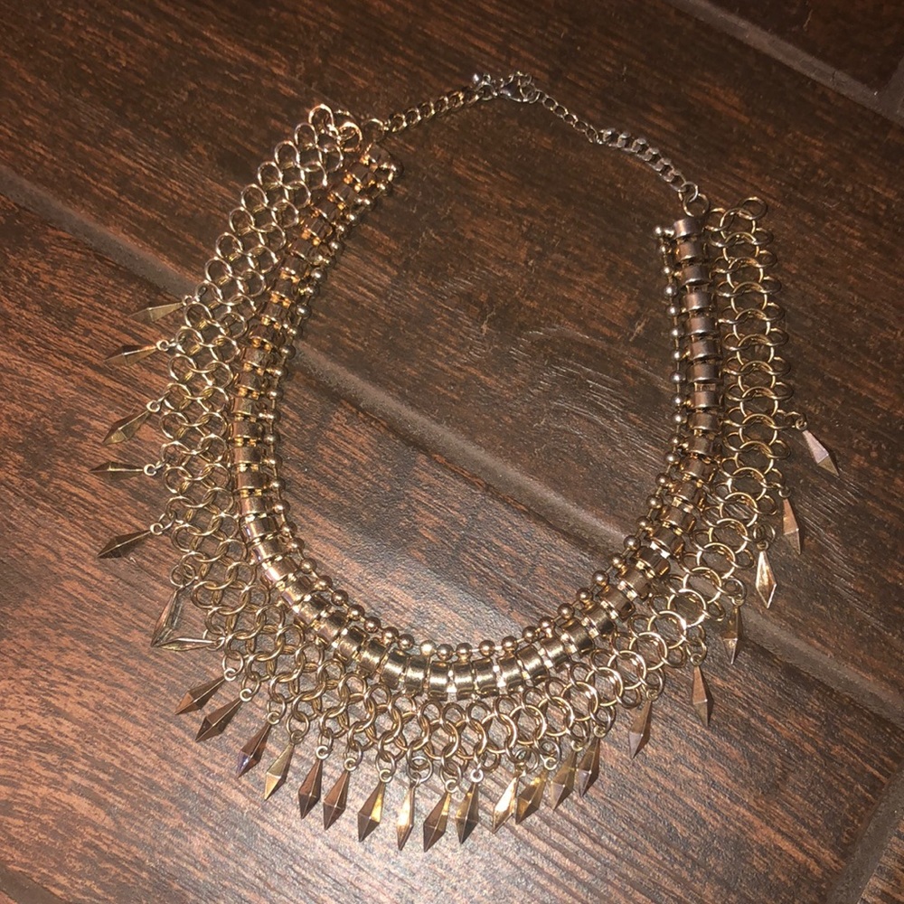 Gold Statement Necklace With Studs - image 1